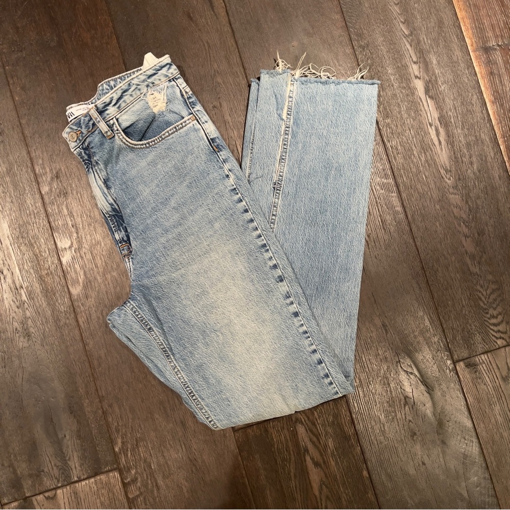 Zara Light Blue Straight Leg Jeans